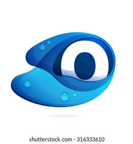 O letter with blue water drops. Letter vector design template elements for your application or corporate identity.