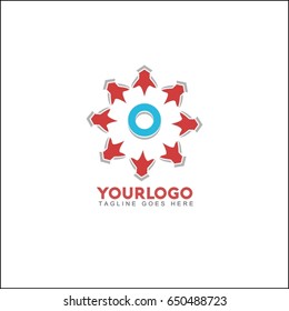 O letter brand identity. Vector graphic elegant sliced alphabet symbol with star element on circle in silver and red color.