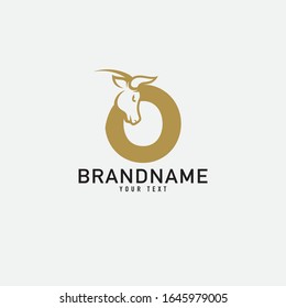 O letter with bull horn logo initial logotype icon vector in elegant simple style