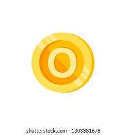 O, letter, coin color icon. Element of color finance signs. Premium quality graphic design icon. Signs and symbols collection icon for websites, web design