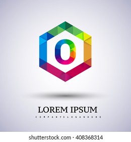 O letter colorful logo in the hexagonal. Vector design template elements for your application or company identity.