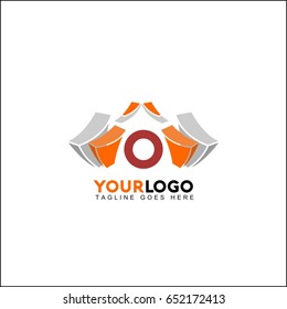 O letter colorful multicolored real estate logo design. Vector illustration for business visual identity. House and skyscraper theme