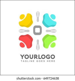 O letter colorful people vector logo template. Creative Brand Identity Design. You can use in the dance, yoga ,sport and other organization concept of pattern.