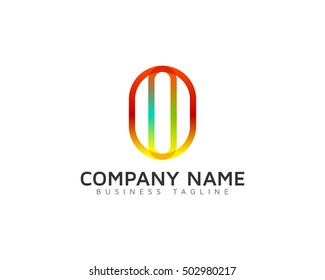 O Letter Colorful Rainbow Line Multiply Logo Design Template