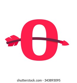 O letter with curved arrow. Vector design template elements for your application or corporate identity.