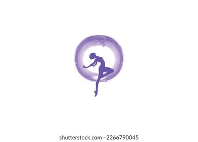 O letter with dance typography logo design,  O watercolor logo, dance logo letter O, silhouette dance logo 