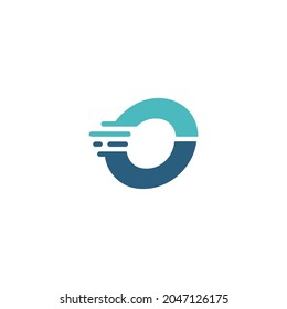 O Letter Dash Lowercase Tech Digital Fast Quick Delivery Movement Blue Logo Vector Icon Illustration