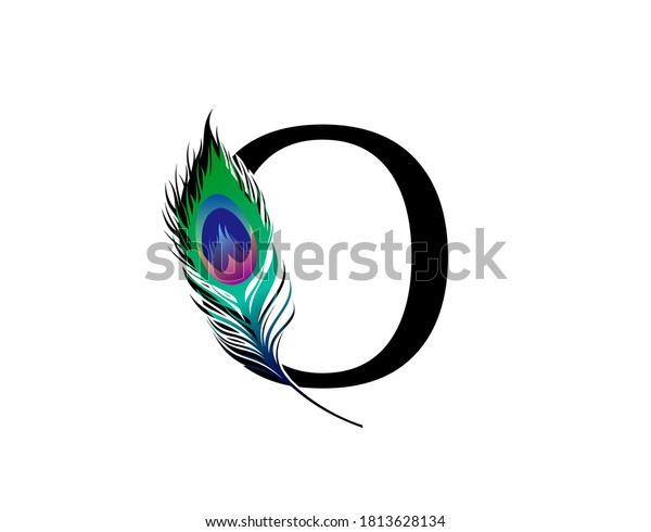 O Letter Decorated Exotic Peacock Feather Stock Vector (Royalty Free ...