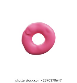 O letter or donut shape in clay or plasticine texture, 3d realistic vector illustration isolated on white background. 3D plasticine O letter character.