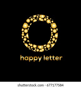 O letter dots vector logo. Luxury  golden brand identity