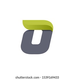 O letter eco logo with green leaf. Lowercase typeface, vector design template elements for natural labels, headlines, posters, cards etc.