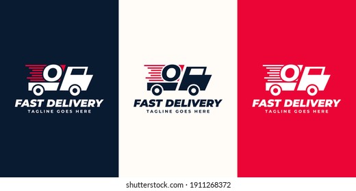 O Letter express delivery  Logo designs Template. Illustration vector graphic of  letter and fast truck  logo design concept. Perfect for Delivery service, Delivery express logo design
