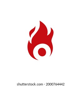 o letter fire flame logo vector icon illustration