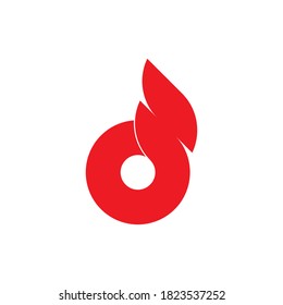 O letter with fire logo design vector