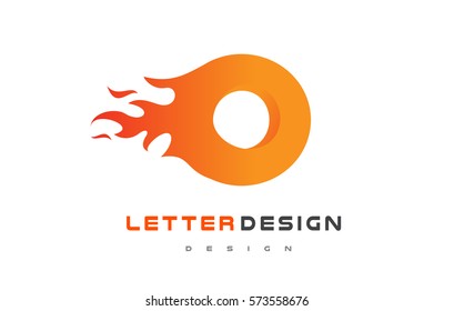 O Letter Flame Logo Design. Fire Logo Lettering Concept Vector.