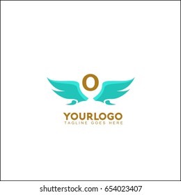 O Letter Flying Bird isolated, swoosh stylise, abstract birds, Airline template logo, Tourism template logo. Eagle wing vector illustration