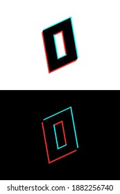 O letter font made of glitch, stereo effect. Dynamic, split red and blue color. For dj logo, electromusic posters, bright logo and more. Vector illustration