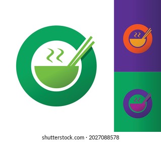 O Letter Fun Logo With Food Icon. Vector Illustration