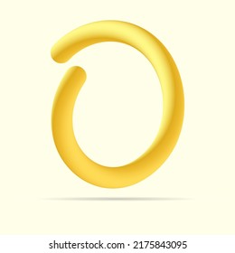 O letter gold color bright logo. Vector shinny isolated font for headline, bright template, logo, app logo and more