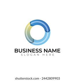o letter gradient  3d abstract typography colorful logo design
