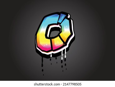 O Letter Graffiti Dripping alphabet font