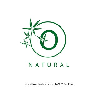 O Letter Green Bamboo Logo Design.