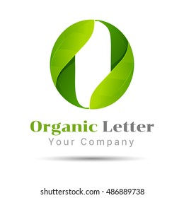 O letter green eco logo, volume icon. Vector design illustration. Template for your business company. Creative abstract concept.