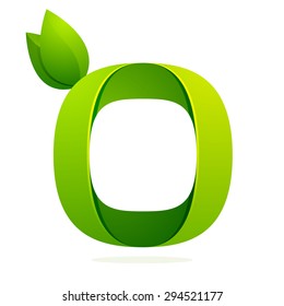 O letter with green leaves eco logo, volume icon. Vector design template elements an icon for your ecology application or company