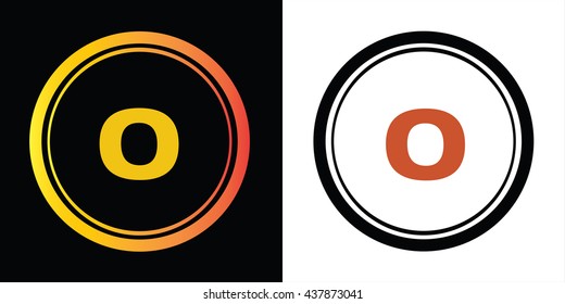 O letter icon design template elements in abstract background logo, design identity in circle, alphabet letter