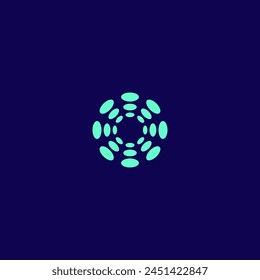 O letter initial logo in oval dots abstract style.