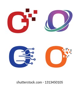 O - Letter Initial Technology Symbol Logo Template