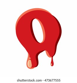 O letter isolated on white background. Red bloody O letter vector illustration