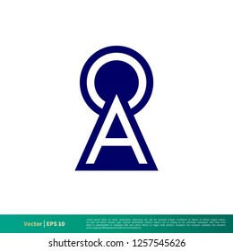 O A Letter Keyhole Icon Vector Logo Template Illustration Design. Vector EPS 10.