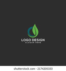 O letra con hoja abstracta vector de diseño Logotipo Ilustración