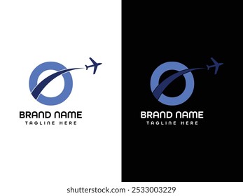 Diseño de logotipo aeroplano de hoja de O