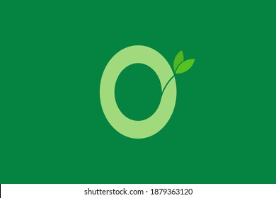 Diseño del logotipo de letra O y hoja