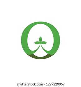 O letter with leaf logo, organic tree logo