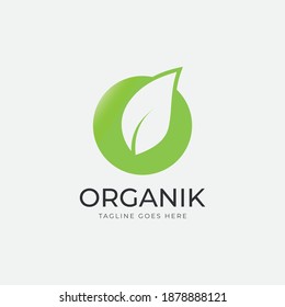 O Letra con logotipo de hoja en vector
