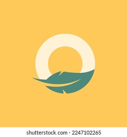 o letter and leaf symble eco logo design