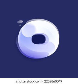 O letter lilac colored logo in Glassmorphism style. Overlapping lines initial. Icon with glow, gradient, splashes. Frosted transparent blur emblem. Perfect for app, modern design, vibrant advertising.