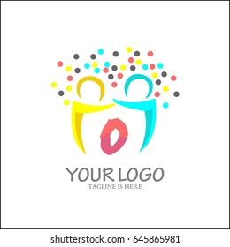 O letter logo. Abstract team work design vector. Community symbol icon.