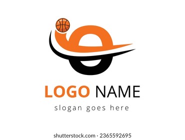 O Letter Logo With Basketball Ball. Sports Symbol Vector Template Design