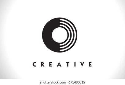 O Letter Logo With Black Lines Design. Line Letter Symbol Vector Illustration