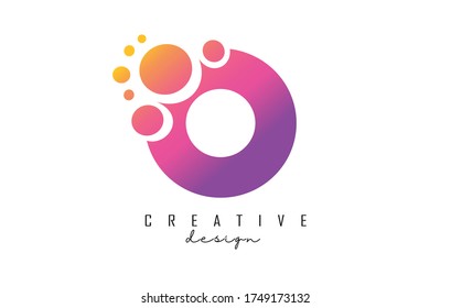 O Letter Logo with blue dots design. Letter O logotype with bubbles bunch. Corporate branding identity vector illustration with letter O. 