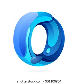 O letter logo with blue water splash and drops. Creative vector design template elements for your application or corporate identity.