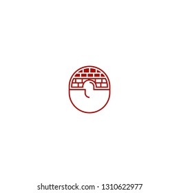 O letter logo brick wall vector icon template