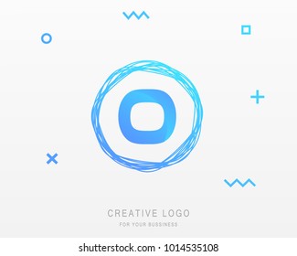 O letter Logo With Brush Line Design. Vector Illustration