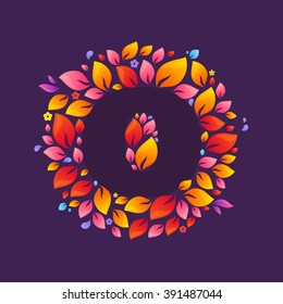O letter logo in a circle of flames. Fire font style, vector design template elements for your ecology application or corporate identity.