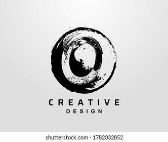 O Letter Logo With Circle Grunge Element. Retro Circle Splatter logo design template.