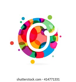 O letter logo in circle with rainbow dots. Font style, vector design template elements for your application or corporate identity.